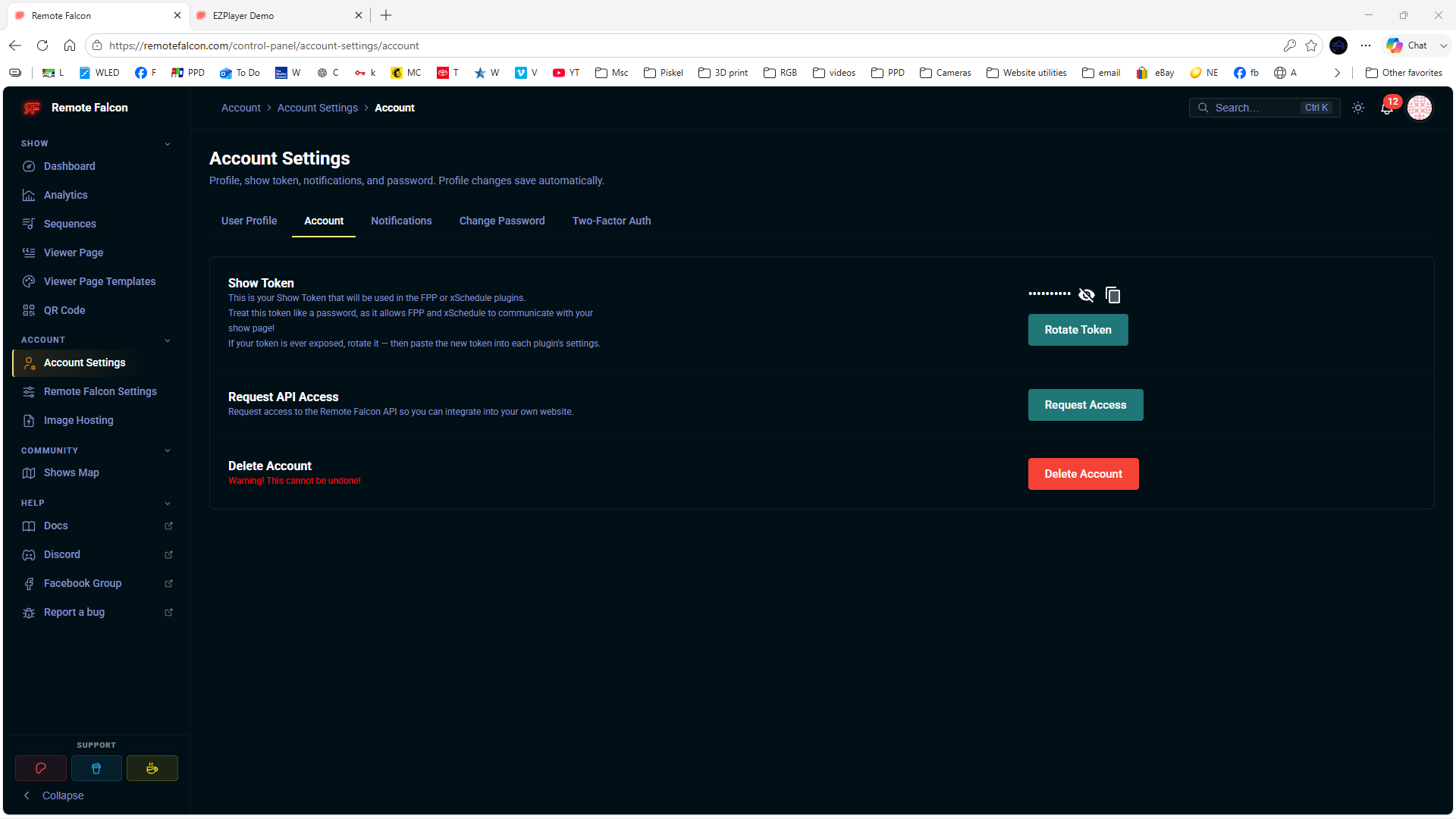 Remote Falcon with EZPlayer Token